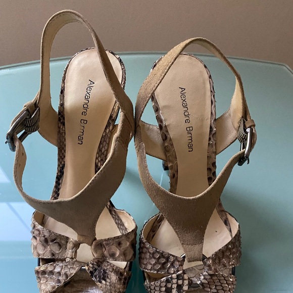 Alexandre Birman Suede/Black and Snake Skin High Heels Size 6 - Picture 4 of 12